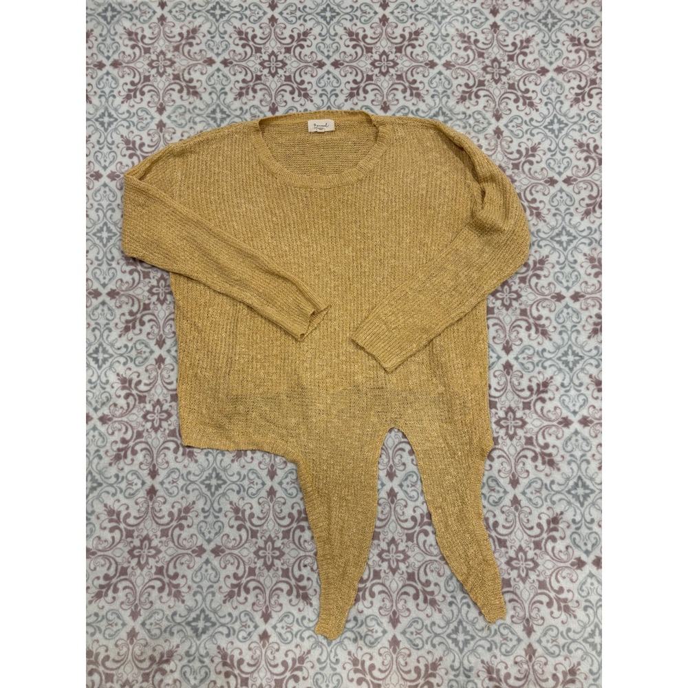 Becool Mustard Yellow Knit Tie Front Asymmetric Sweater Large 61292